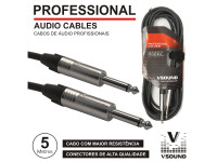 VSOUND Cabo Pro Jack 6.35mm Macho / Macho 5m Mn VSOUND Cabo Pro Jack 6.35mm Macho / Macho 5m Mn